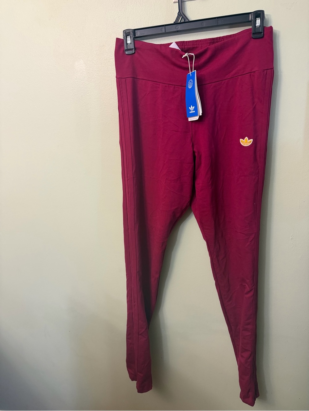 Adidas Women’s ' Burgundy Leggings with Adidas Trefoil Logo